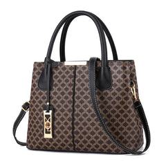 Vintage Geometric Print Crossbody Bag Retro Top Handle Satchel Bag