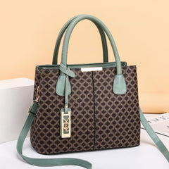 Vintage Geometric Print Crossbody Bag Retro Top Handle Satchel Bag