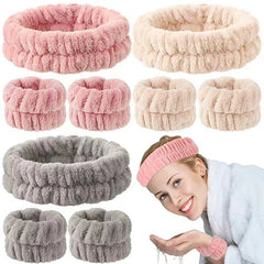 Spa Headband Wrist Washband Set Shower Head Wraps