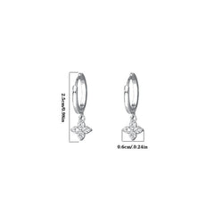 Sparkling Zircon Dangle Earrings Japanese Style 18K Plated