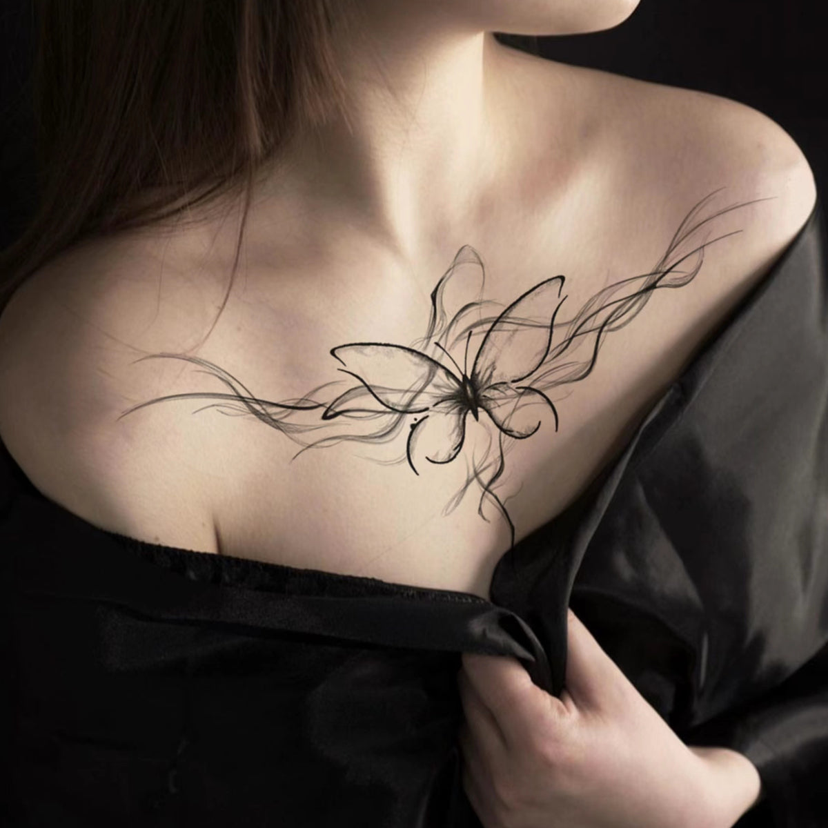 Waterproof Chest Ink Flower Tattoo Sticker Long Lasting Temporary Tattoo