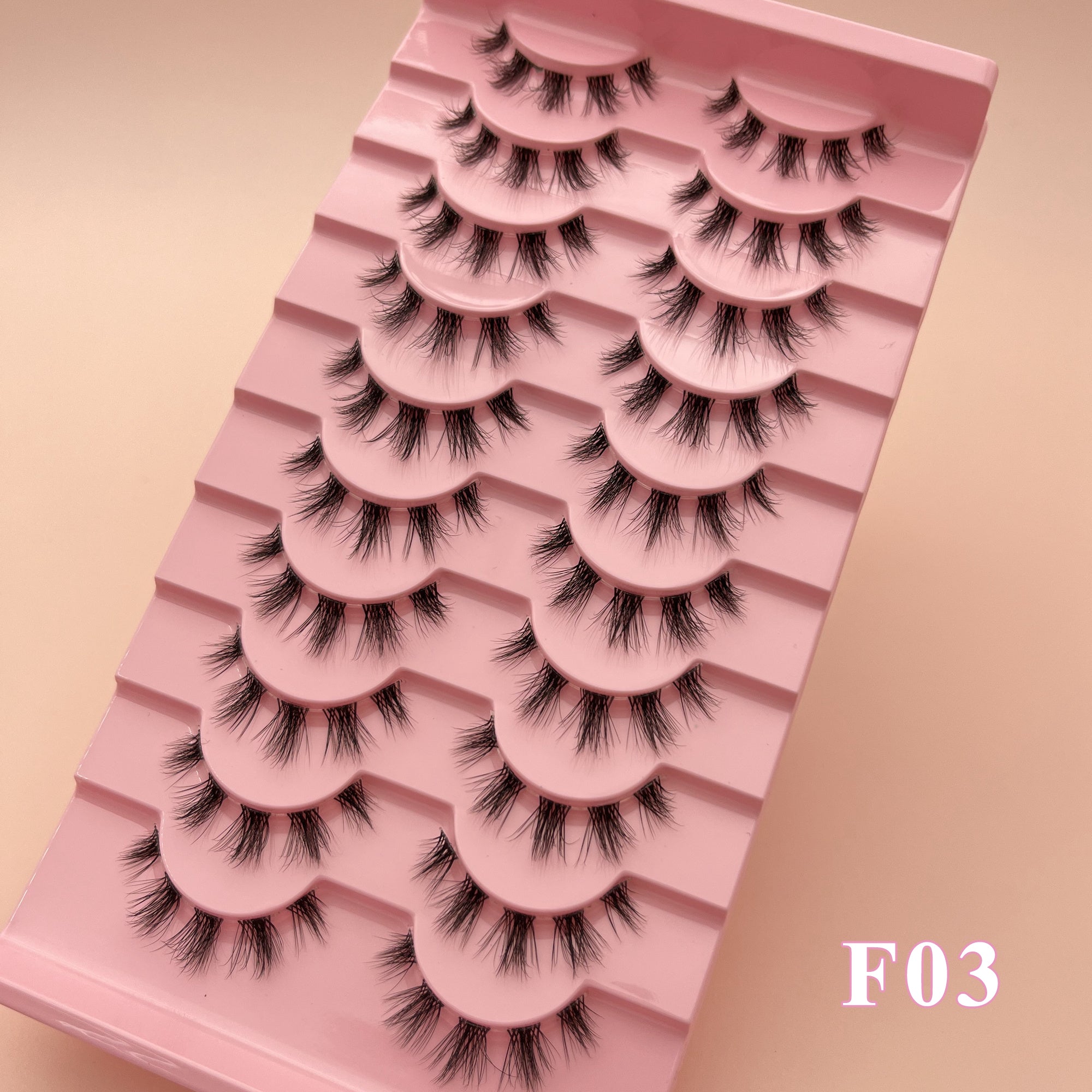 10 Pairs Wispy Fox Eye Short Lashes Clear Band DIY Cluster Strip Extensions