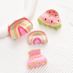 Fruit Rainbow Hair Claw Mini Shark Claw Braid Hair Clip Ponytail Holder