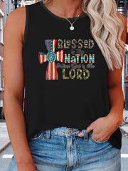  Independence Casual Tank Top Women's Plus Graphic Slogan Print