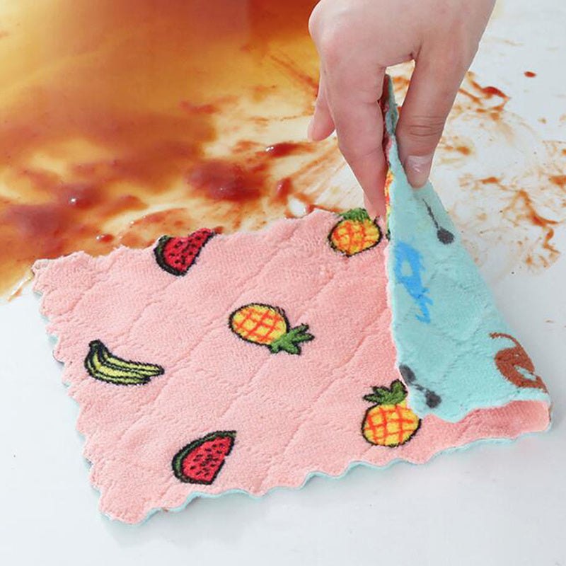 10pcs Kitchen Rags Reusable Sponge Cloth Absorbent Coral Wool Cleaning Cloth