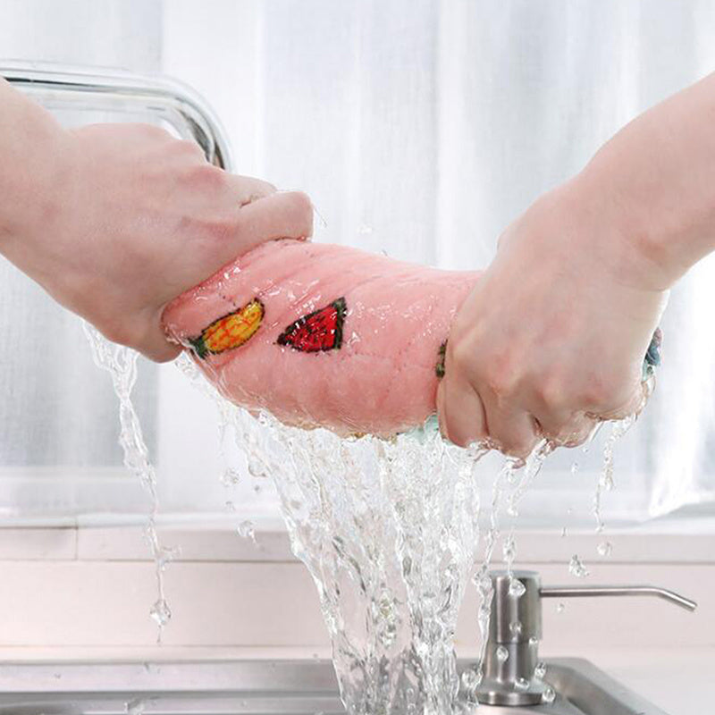 10pcs Kitchen Rags Reusable Sponge Cloth Absorbent Coral Wool Cleaning Cloth