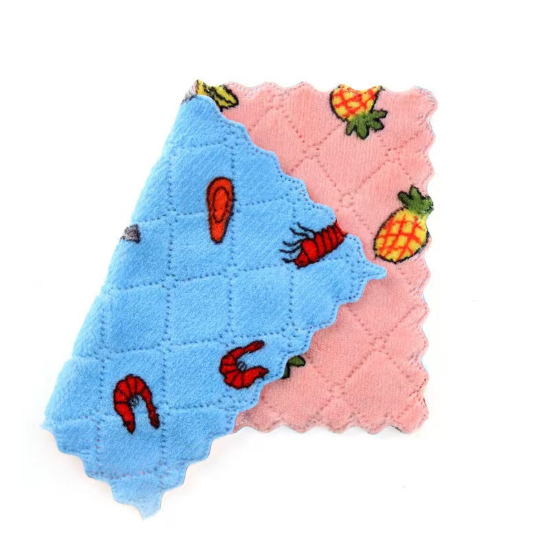 10pcs Kitchen Rags Reusable Sponge Cloth Absorbent Coral Wool Cleaning Cloth