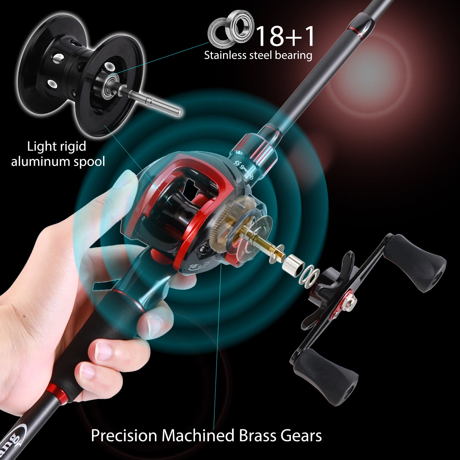 Carbon Fiber Casting Rod & Baitcasting Reel Combo 1.8-2.1m