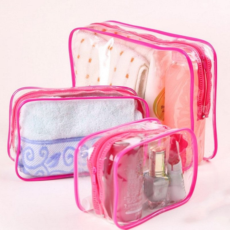 3Pcs Clear Toiletry Bags Portable Waterproof Travel Storage Bag