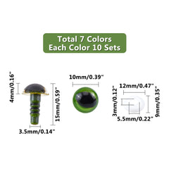 Plastic Safety Eyes for Crafts, Crochet Toys, Stuffed Animals - Mixed