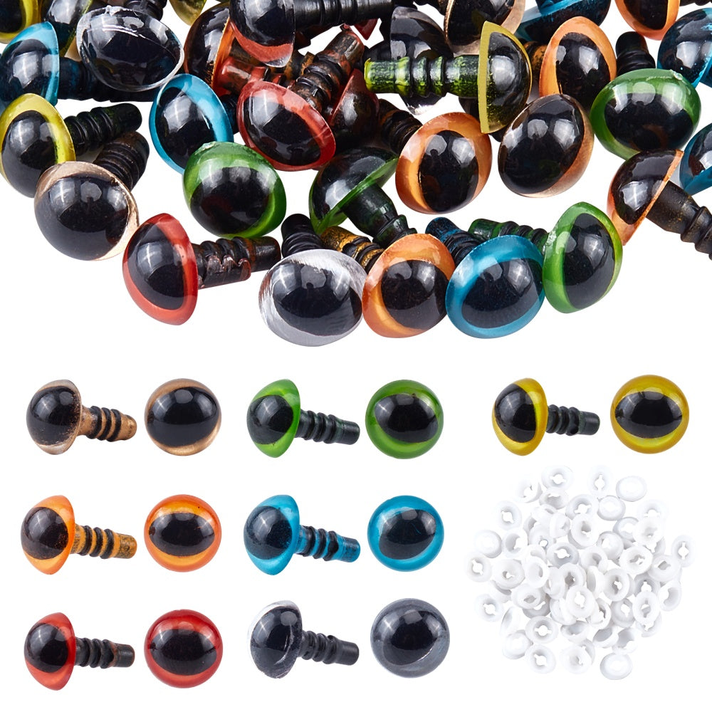 Plastic Safety Eyes for Crafts, Crochet Toys, Stuffed Animals - Mixed