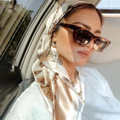Printed Silk Satin Scarf for Traveling