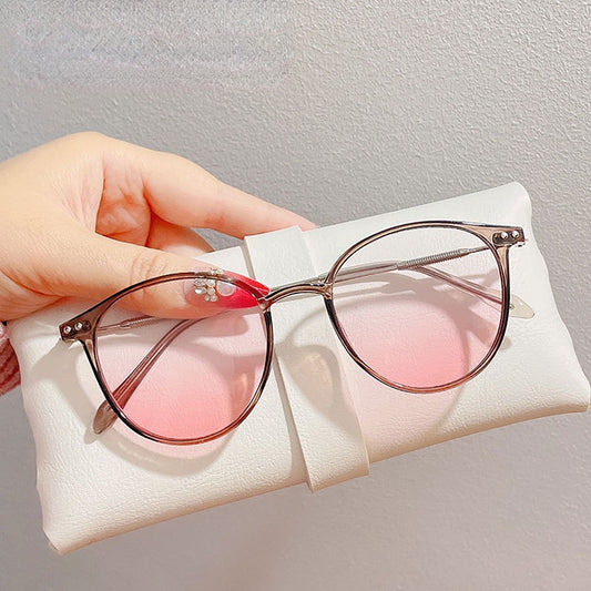 Computer Light Blocking Glasses Clear Lens Round Eyeglasses Frame