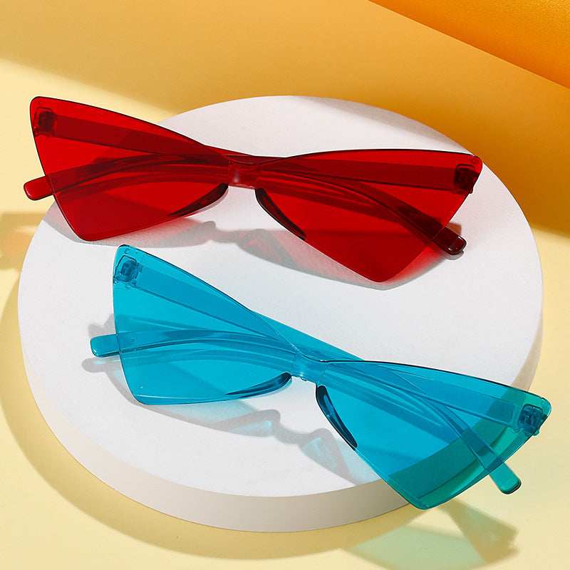 Triangle Rimless Sunglasses UV Protection Summer Travel Sunglasses