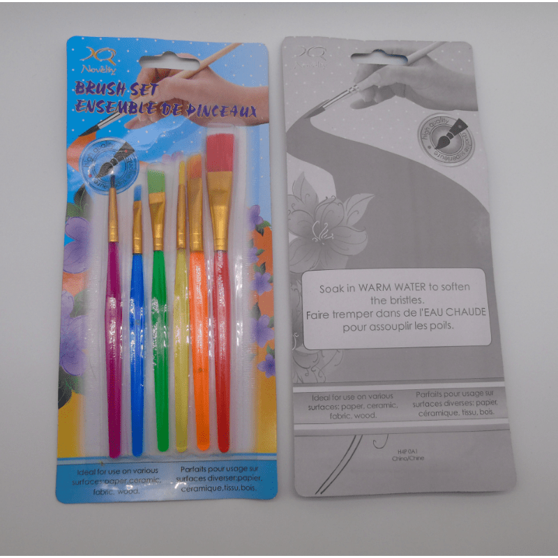 6Pcs Kids Painting Brush Set Acrylic Gouache Art Plastic Rod Brush