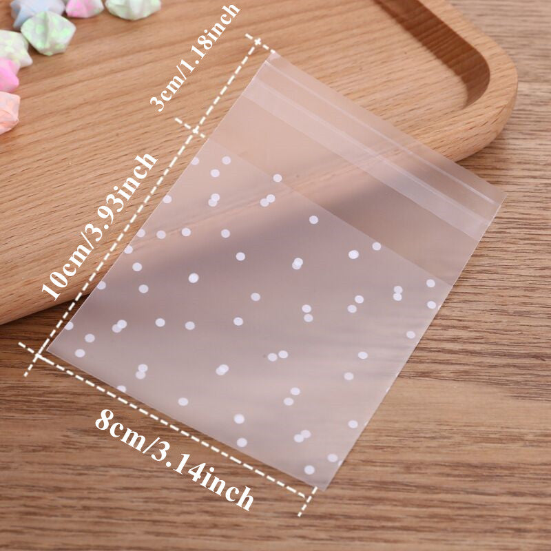 100pcs Self Closing Dot Frosted Packaging Bags Biscuit Bags Candy Bags