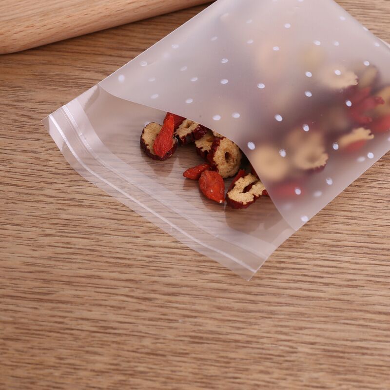 100pcs Self Closing Dot Frosted Packaging Bags Biscuit Bags Candy Bags