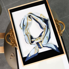 Flower Print Skinny Scarf Long Neckerchief Hairband Women Twilly Scarf