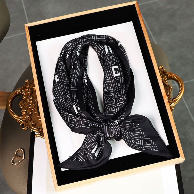 Flower Print Skinny Scarf Long Neckerchief Hairband Women Twilly Scarf