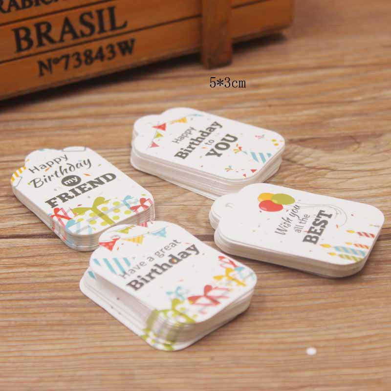 100pcs Cardboard Birthday Gift Small Tag Card Happy Birthday Label
