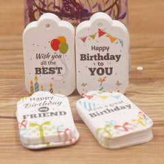100pcs Cardboard Birthday Gift Small Tag Card Happy Birthday Label