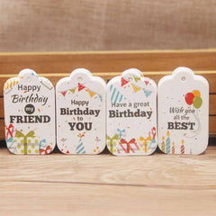100pcs Cardboard Birthday Gift Small Tag Card Happy Birthday Label