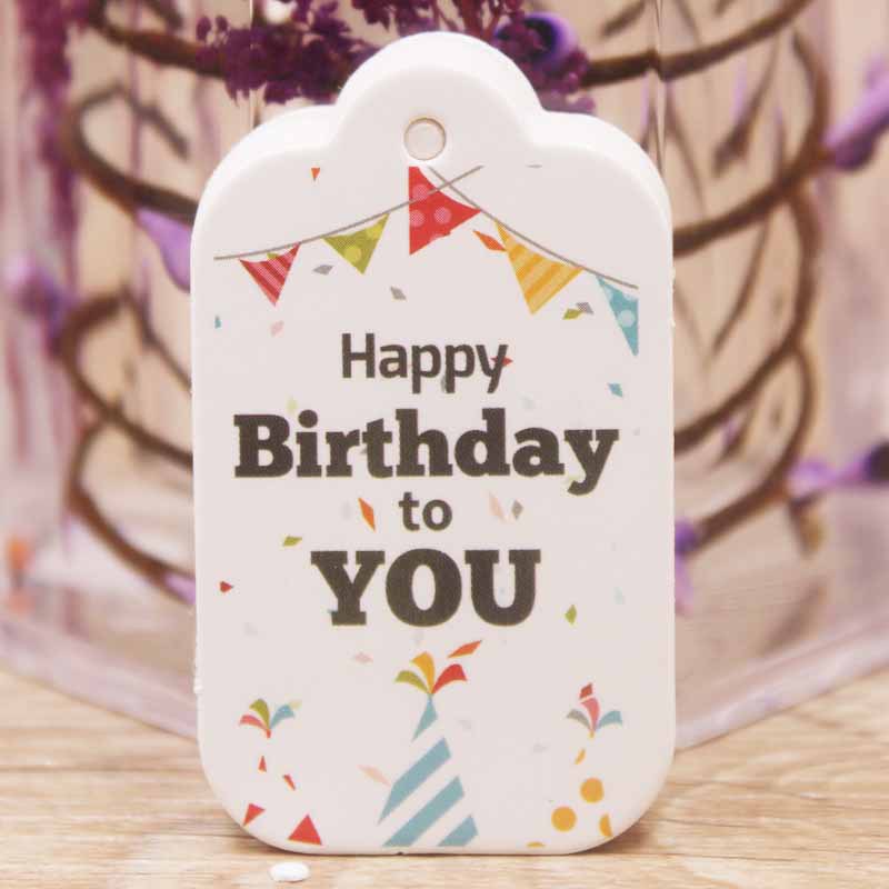 100pcs Cardboard Birthday Gift Small Tag Card Happy Birthday Label