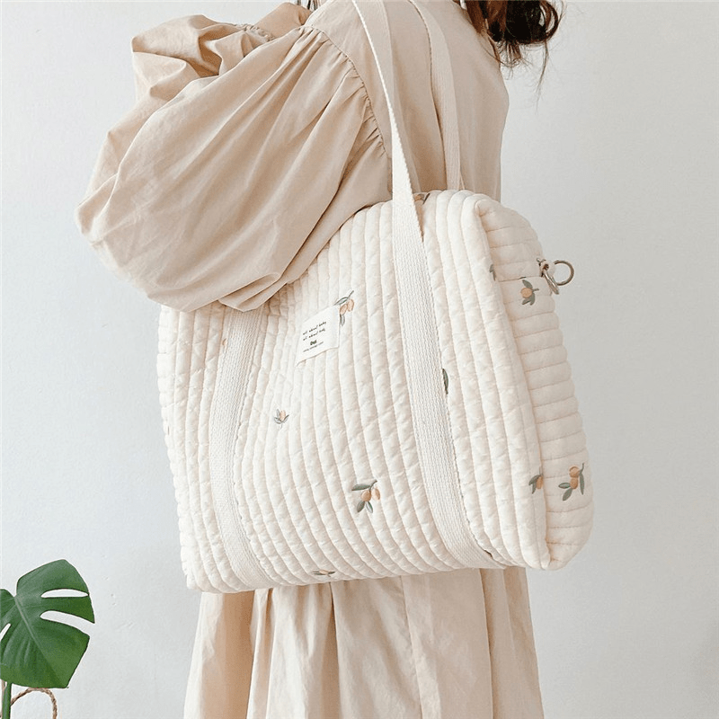 Quilted Mommy Diaper Bag Large Handbag Embroidery Stroller Organizer