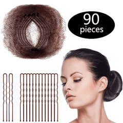 90pcs Hair Nets & U Shaped Pins Set