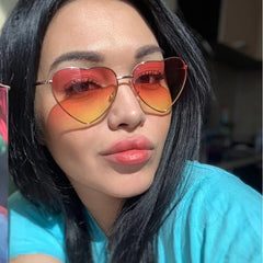 Y2K Ombre Heart Sunglasses Love Metal UV400 for Party Beach Club