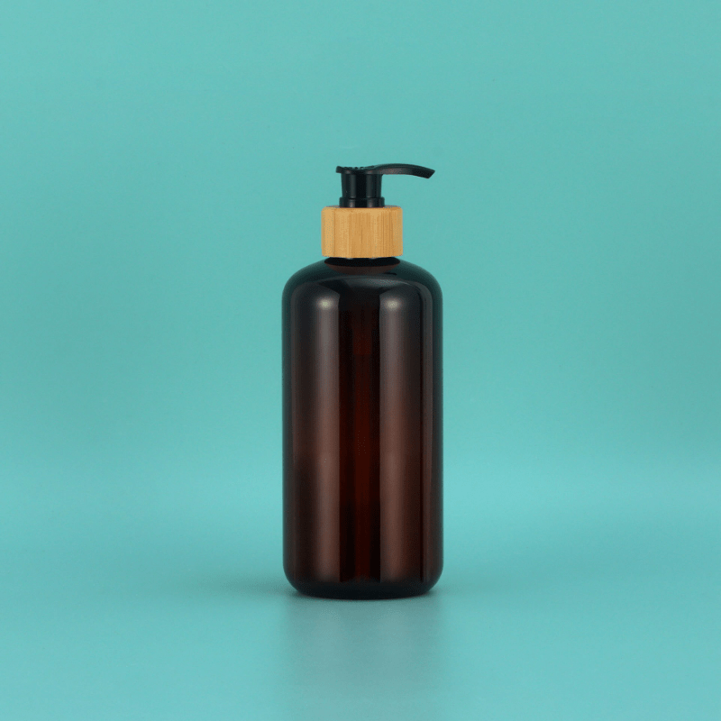 500ML Bamboo Pump Dispenser for Bathroom Soap Lotion Liquid Amber