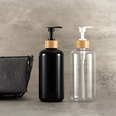 500ML Bamboo Pump Dispenser for Bathroom Soap Lotion Liquid Amber