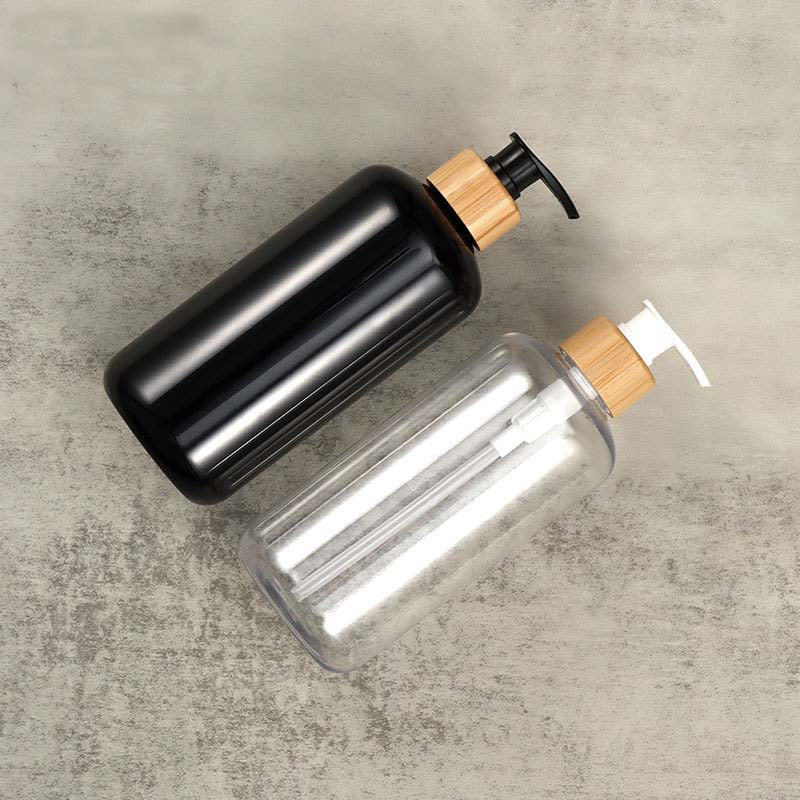 500ML Bamboo Pump Dispenser for Bathroom Soap Lotion Liquid Amber