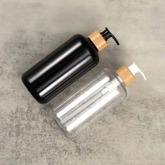 500ML Bamboo Pump Dispenser for Bathroom Soap Lotion Liquid Amber