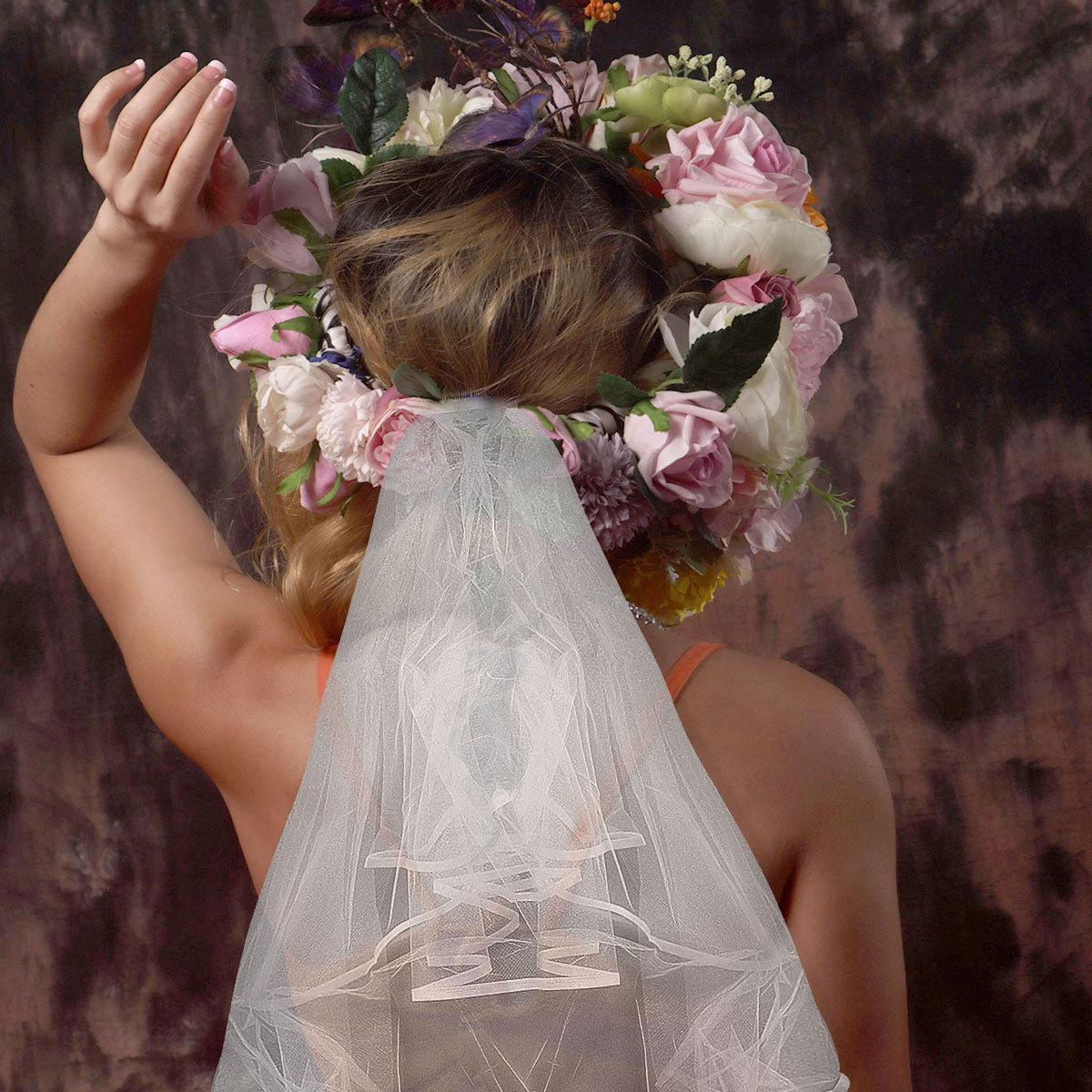 Wedding Bridal 2 Layer Veil with Comb Ribbon Edge