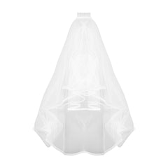 Wedding Bridal 2 Layer Veil with Comb Ribbon Edge