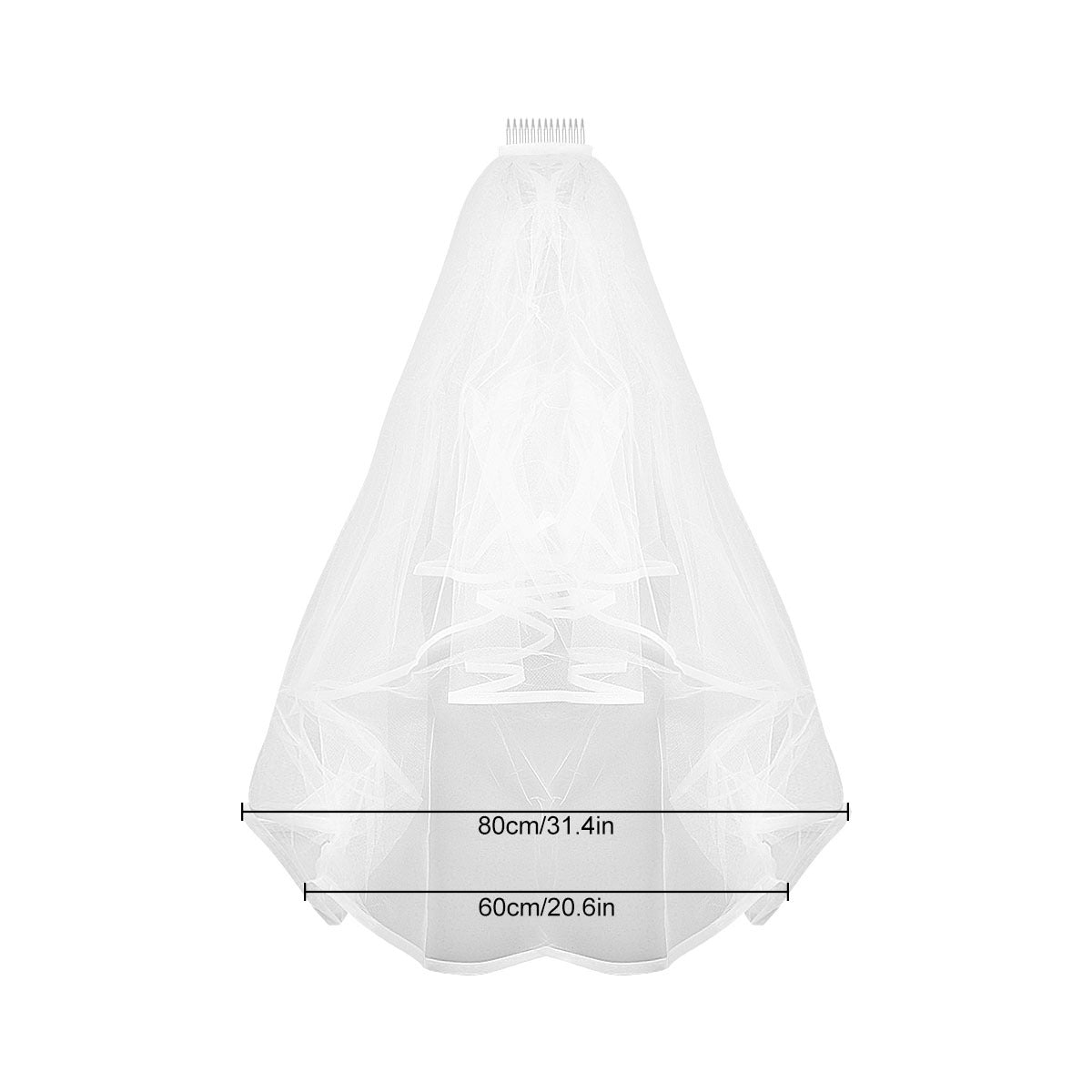 Wedding Bridal 2 Layer Veil with Comb Ribbon Edge
