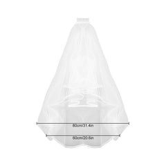 Wedding Bridal 2 Layer Veil with Comb Ribbon Edge