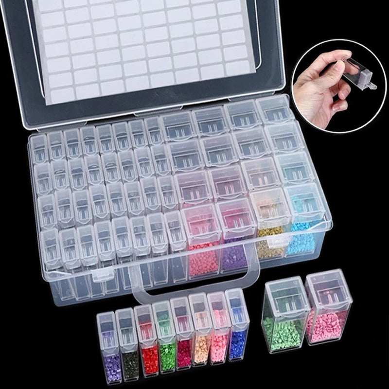 Plastic Storage Box 32-64 Slots DIY Diamond Painting Beads Container Organizer