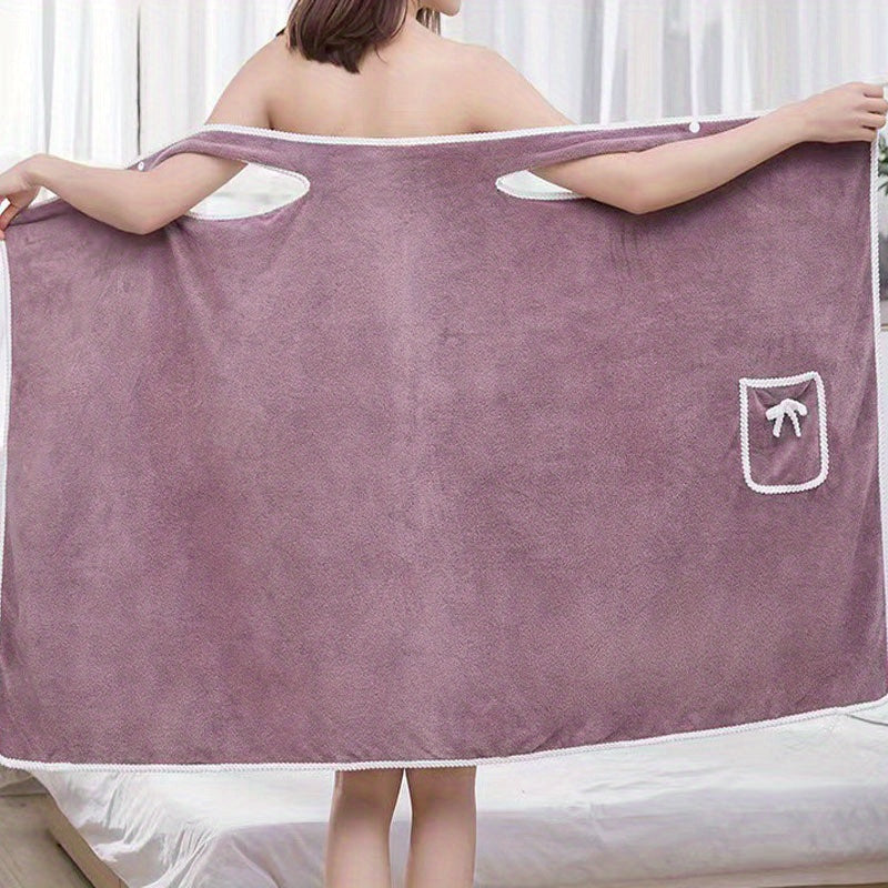 Quick Drying Coral Velvet Bath Towel for Adults with Bowknot