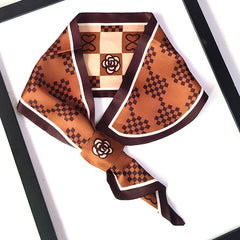 Silk Satin Scarf Short Neck Scarf Versatile Tie Wrap Women