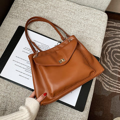 Metal Chain Tote Crossbody Bag PU Leather Shoulder Bag