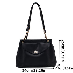 Metal Chain Tote Crossbody Bag PU Leather Shoulder Bag