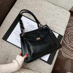 Metal Chain Tote Crossbody Bag PU Leather Shoulder Bag