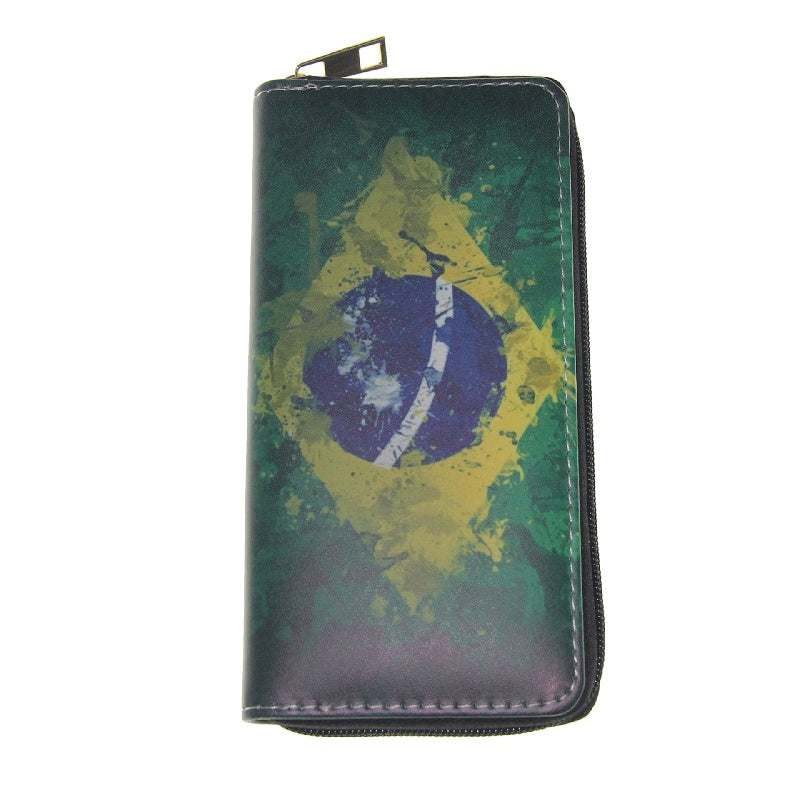Flag Pattern Long Wallet Credit Card Organizer & ID Holder Women's Clutch Bag