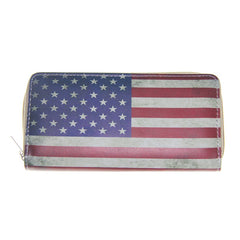 Flag Pattern Long Wallet Credit Card Organizer & ID Holder Women's Clutch Bag
