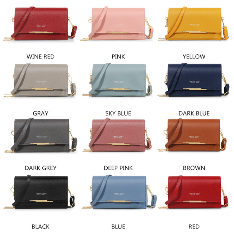Women's Small Crossbody Wallet Zipper Shoulder Bag Metal Decor