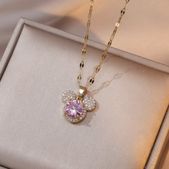 CZ Mouse Pendant Necklace For Girls