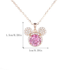 CZ Mouse Pendant Necklace For Girls