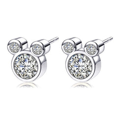 Rose Golden Mouse Stud Earrings with Faux Diamond Animal Studs
